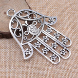 WYSIWYG 1pcs 85x62mm Hamsa Hand Charm With Flowers Big Flowers Hand Charms Large Hollow Flowers Lufthansa Hamsa Hand Charms EF3813