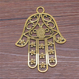 WYSIWYG 1pcs 85x62mm Hamsa Hand Charm With Flowers Big Flowers Hand Charms Large Hollow Flowers Lufthansa Hamsa Hand Charms EF3813