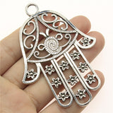WYSIWYG 1pcs 85x62mm Hamsa Hand Charm With Flowers Big Flowers Hand Charms Large Hollow Flowers Lufthansa Hamsa Hand Charms EF3813