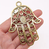 WYSIWYG 1pcs 85x62mm Hamsa Hand Charm With Flowers Big Flowers Hand Charms Large Hollow Flowers Lufthansa Hamsa Hand Charms EF3813