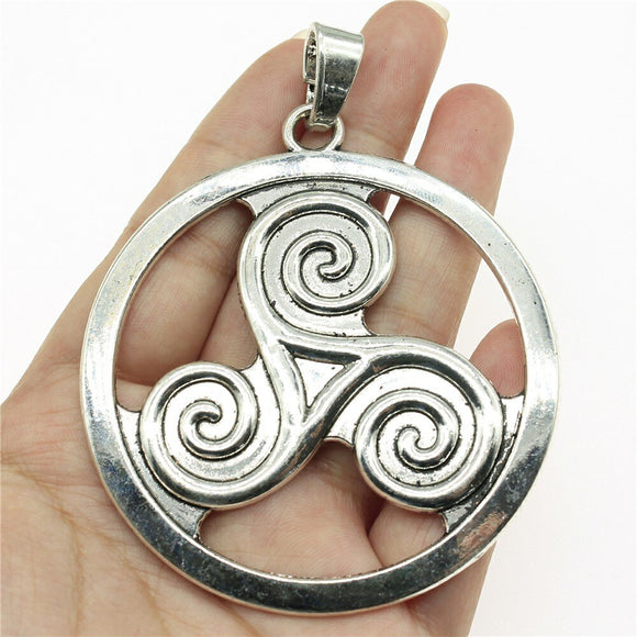 WYSIWYG 1pcs 85x67mm Triple Spiral Charms For Jewelry Making Antique Silver Color Charm Pendant Jewelry Accessories