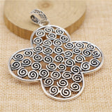 WYSIWYG 1pcs 85x68mm Spiral Flowers Charms For Jewelry Making Antique Silver Color Charm Pendant Jewelry Accessories