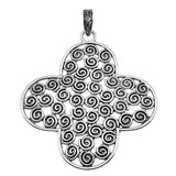 WYSIWYG 1pcs 85x68mm Spiral Flowers Charms For Jewelry Making Antique Silver Color Charm Pendant Jewelry Accessories