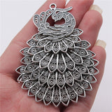 WYSIWYG 1pcs 86x53mm/56x79mm Antique Silver Color Big Peacock Charms Pendant For Jewelry Making DIY Jewelry Findings