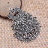 WYSIWYG 1pcs 86x53mm/56x79mm Antique Silver Color Big Peacock Charms Pendant For Jewelry Making DIY Jewelry Findings