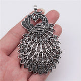 WYSIWYG 1pcs 86x53mm/56x79mm Antique Silver Color Big Peacock Charms Pendant For Jewelry Making DIY Jewelry Findings