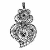 WYSIWYG 1pcs 90x50mm Filigree Big Carved Flower Heart Charm Pendant For Jewelry Making