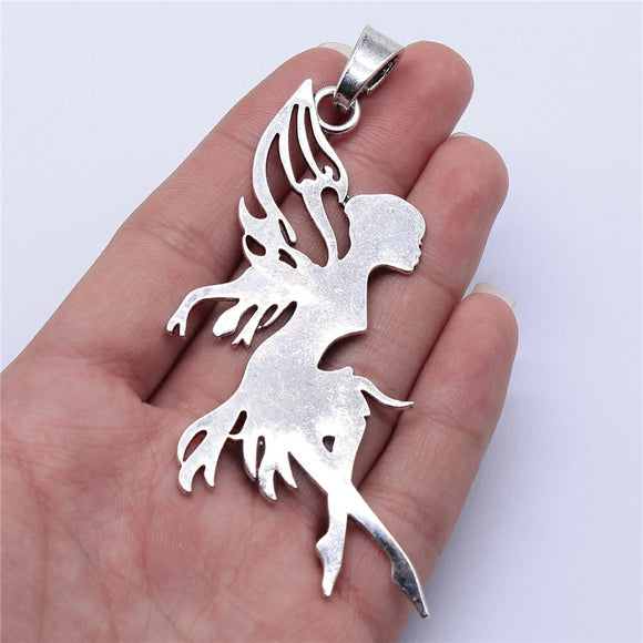 WYSIWYG 1pcs 91x42mm Antique Silver Color Dancer Elf Charms Pendant For Jewelry Making DIY Jewelry Findings