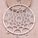 WYSIWYG 1pcs 92x80mm Charms Large Dream Catcher Connector Charms For Jewelry Making DIY Antique Silver Color Alloy Charms