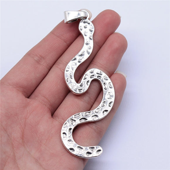 WYSIWYG 1pcs 96x32mm Snake Pendant Charms Antique Silver Color For Jewelry Making Zinc Alloy Jewelry Findings