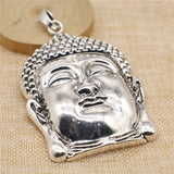 WYSIWYG 1pcs Antique Silver Color Large Buddha Head Necklace Pendant For Jewelry Making Findings 98*67MM