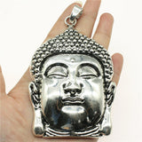 WYSIWYG 1pcs Antique Silver Color Large Buddha Head Necklace Pendant For Jewelry Making Findings 98*67MM