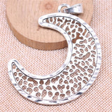 WYSIWYG 1pcs Charms 83x63mm Big Moon Charms Pendant For Jewelry Making DIY Jewelry Findings Antique Silver Color Pendant