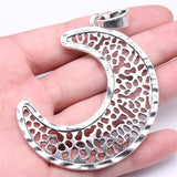 WYSIWYG 1pcs Charms 83x63mm Big Moon Charms Pendant For Jewelry Making DIY Jewelry Findings Antique Silver Color Pendant