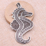 WYSIWYG 1pcs Charms 94x48mm Seahorse Charms For Jewelry Making DIY Jewelry Findings Antique Silver Color Alloy Charms Pendant EF3814