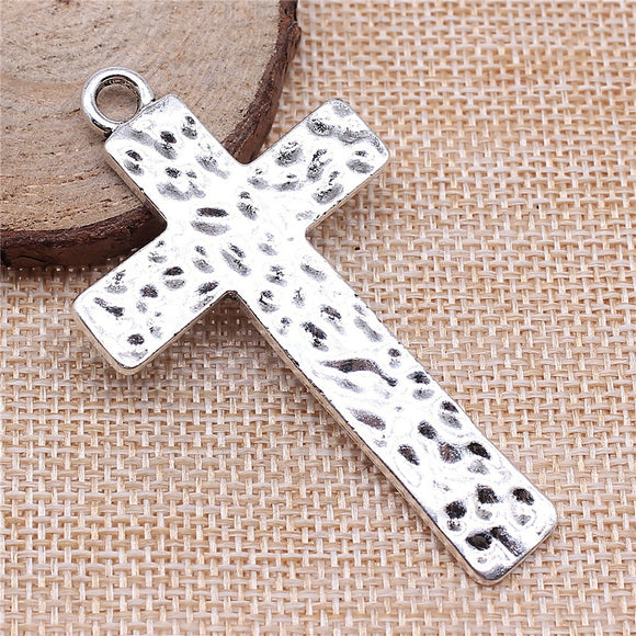 WYSIWYG 1pcs Cross Pendant Charms Diy Jewelry Making Jewelry Finding Antique Silver Color 38x67mm