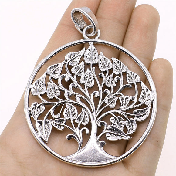 WYSIWYG 1pcs Life Tree Charms Pendant DIY Jewelry Findings Antique Silver Color Tone 62x81mm EF3730