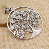 WYSIWYG 1pcs Life Tree Charms Pendant DIY Jewelry Findings Antique Silver Color Tone 62x81mm EF3730