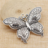WYSIWYG 1pcs/lot Butterfly Charms Pendant Diy Metal Jewelry Making Antique Silver Color 53x71mm