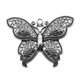 WYSIWYG 1pcs/lot Butterfly Charms Pendant Diy Metal Jewelry Making Antique Silver Color 53x71mm