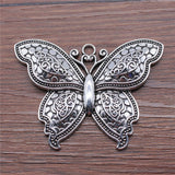 WYSIWYG 1pcs/lot Butterfly Charms Pendant Diy Metal Jewelry Making Antique Silver Color 53x71mm