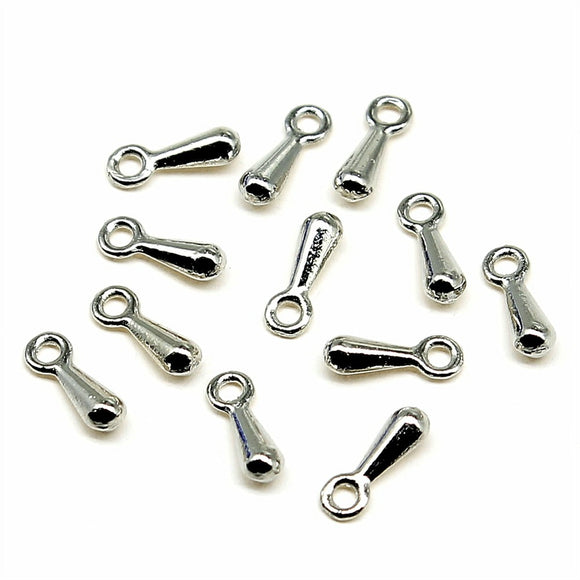 WYSIWYG 200pcs 2x7mm Rhodium Color Water Drop End Beads For DIY Extender Chain Pendant Jewelry Making Findings Accessories