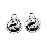 WYSIWYG 20pcs 10mm Ba Gua Charm Antique Silver Color Yin Yang Charm Double Sided Tai Chi Charms For Jewelry Making