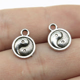 WYSIWYG 20pcs 10mm Ba Gua Charm Antique Silver Color Yin Yang Charm Double Sided Tai Chi Charms For Jewelry Making