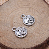WYSIWYG 20pcs 10mm Ba Gua Charm Antique Silver Color Yin Yang Charm Double Sided Tai Chi Charms For Jewelry Making