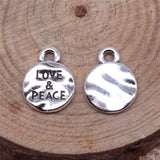 20pcs 10x10mm Antique Silver Color Love &amp; Peace Charms Pendant For Jewelry Making DIY Jewelry Findings EF4182