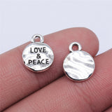 20pcs 10x10mm Antique Silver Color Love &amp; Peace Charms Pendant For Jewelry Making DIY Jewelry Findings EF4182