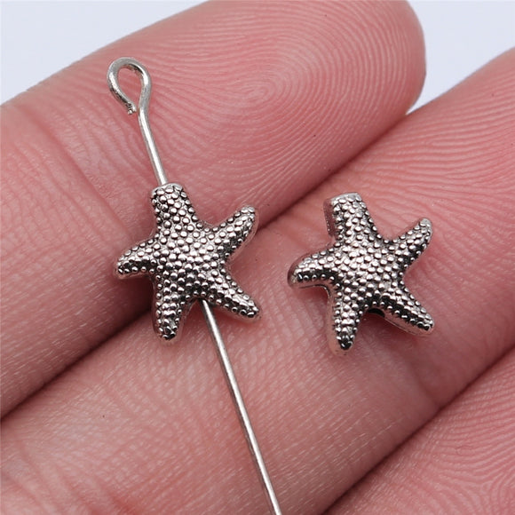 WYSIWYG 20pcs 10x10mm Antique Silver Color Starfish Beads For Jewelry Making DIY Jewelry Findings EF3906