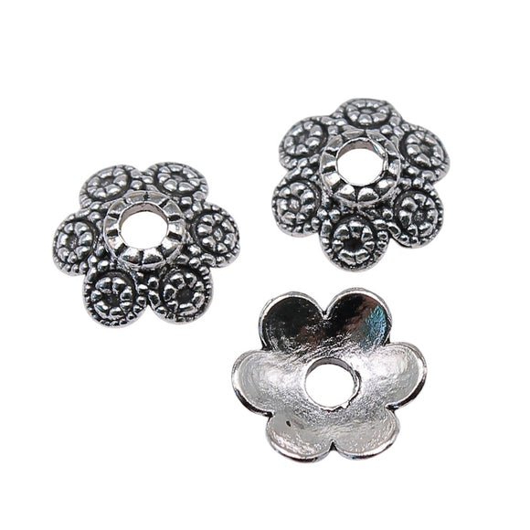 WYSIWYG 20pcs 10x10mm Bead End Caps Findings Bead Caps For Jewelry Carved Flower Receptacle Bead Caps
