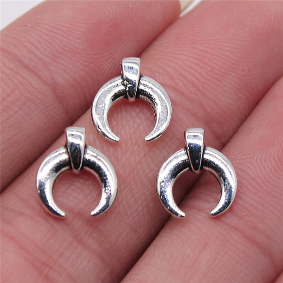WYSIWYG 20pcs 10x11mm Jewelry Making DIY Handmade Craft Charms Antique Silver Color New Crescent Moon Charm