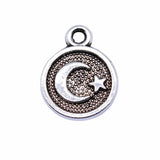 WYSIWYG 20pcs 10x12mm Antique Silver Color Moon Stars Charms Pendant For Jewelry Making DIY Jewelry Findings
