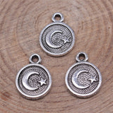 WYSIWYG 20pcs 10x12mm Antique Silver Color Moon Stars Charms Pendant For Jewelry Making DIY Jewelry Findings