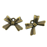 WYSIWYG 20pcs 10x14mm 2 Colors Antique Bronze Plated Bow Charms Tiny Bow Charms Bow Charms