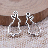 WYSIWYG 20pcs 10x22mm Antique Silver Color Hollow Rabbit Charms Pendant For DIY Jewelry Making Handmade Jewelry Craft Findings