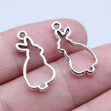 WYSIWYG 20pcs 10x22mm Antique Silver Color Hollow Rabbit Charms Pendant For DIY Jewelry Making Handmade Jewelry Craft Findings
