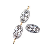 20pcs 10x6x3mm Flower Charms Beads Antique Silver Color Oval Flower Charms Beads Flower Oval Small Hole Spacers Beads EF3727