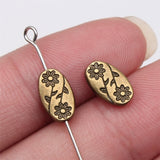 20pcs 10x6x3mm Flower Charms Beads Antique Silver Color Oval Flower Charms Beads Flower Oval Small Hole Spacers Beads EF3727