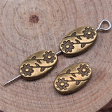 20pcs 10x6x3mm Flower Charms Beads Antique Silver Color Oval Flower Charms Beads Flower Oval Small Hole Spacers Beads EF3727