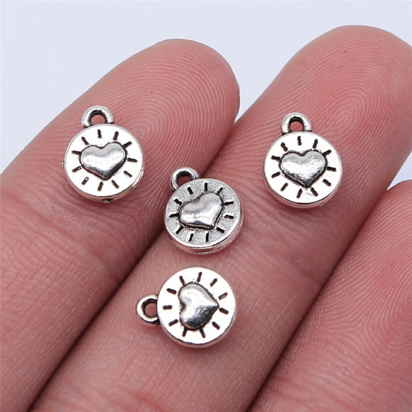 WYSIWYG 20pcs 10x8mm Vintage Tiny Heart Pendants Charm For Jewelry Making Antique Bronze Color Heart Pendants Charm Small Heart EF3734