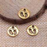 WYSIWYG 20pcs 11x11mm 2 Colors Feet Charm Double Sided Baby Feet Charms Little Feet Charms