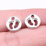 WYSIWYG 20pcs 11x11mm 2 Colors Feet Charm Double Sided Baby Feet Charms Little Feet Charms