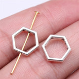 WYSIWYG 20pcs 11x11mm Hexagonal Honeycomb Perforated Beads For Jewelry Making DIY Bracelet Making Antique Silver Color