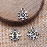 WYSIWYG 20pcs 11x13mm Christmas Snowflake Pendant Jewelry Making DIY Handmade Craft Charms 2 Colors