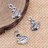 WYSIWYG 20pcs 11x14mm Swan Pendant Charms Antique Silver Color For Jewelry Making Zinc Alloy Jewelry Findings
