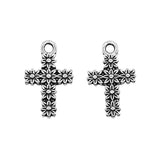 WYSIWYG 20pcs 11x18mm Charms Flower Cross Antique Silver Color Alloy DIY Jewelry Making Accessories