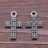 WYSIWYG 20pcs 11x18mm Charms Flower Cross Antique Silver Color Alloy DIY Jewelry Making Accessories